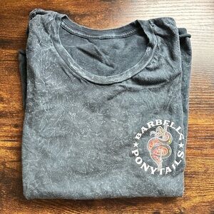 Barbells and ponytails crop tee